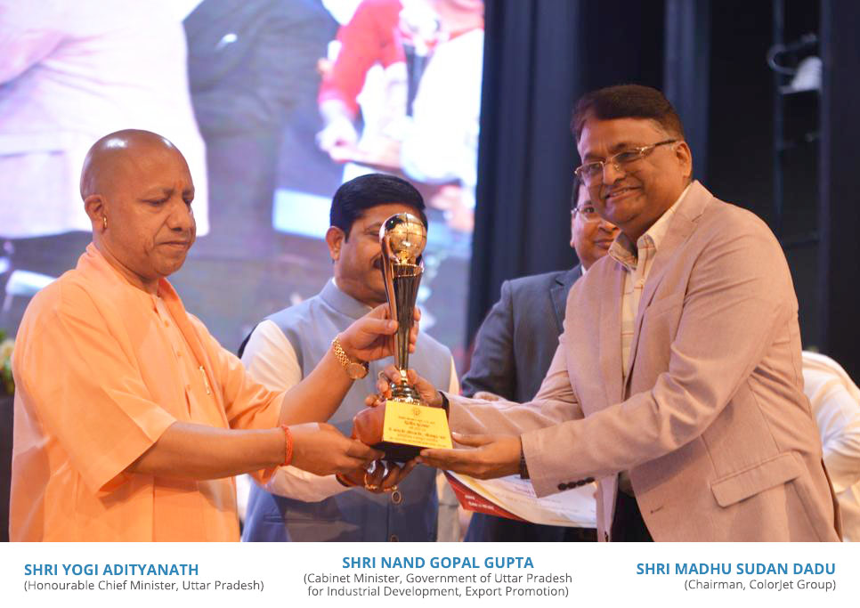 Colorjet receives award by UP Chief Minister Yogi Adityanath