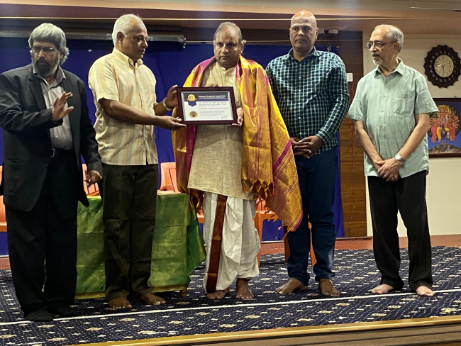 Indian Science Monitor awards Prof Ramkumar for bridging science and spirituality